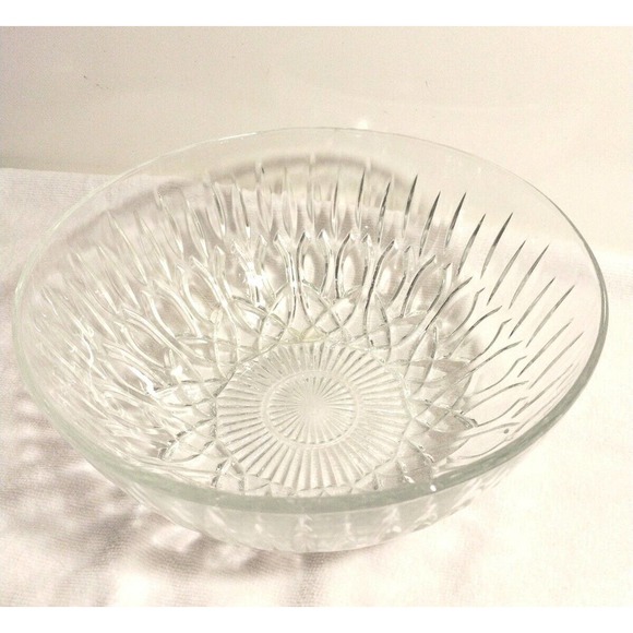 Bowl Cut/Pressed Clear Glass Pasari/Indonesia Bowl 8 inch SERVING BOWL - Picture 1 of 8